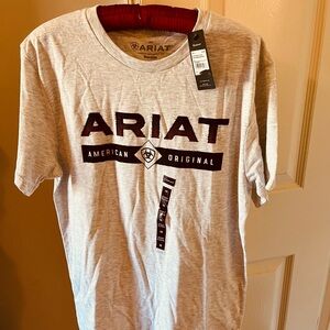 Ariat Men's Heather Gray Tee with Maroon Logo